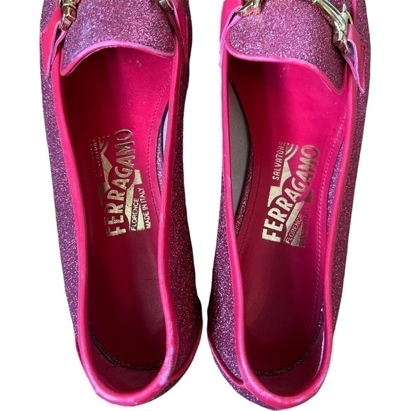 SALVATORE ferragamo women red glit loafer- size US 7 - Picture 3 of 7